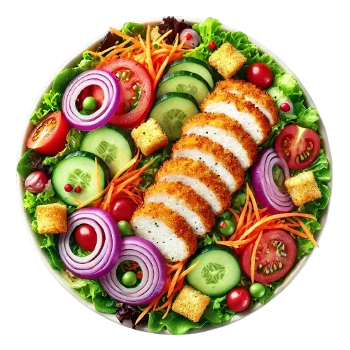House salad with breaded chicken